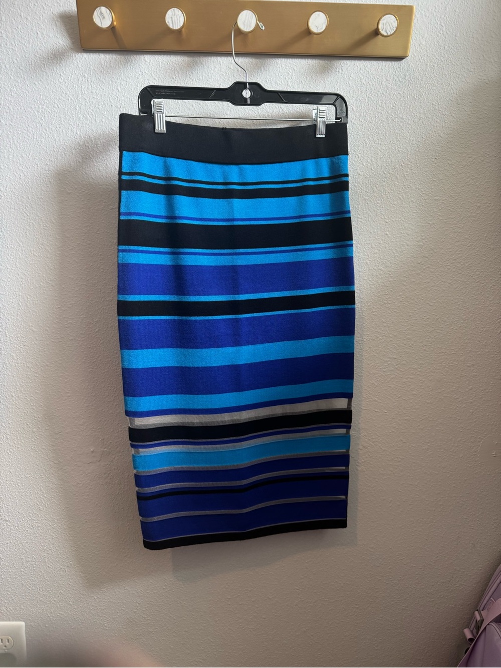 NWT Milly Blue & Black Striped Pencil Skirt